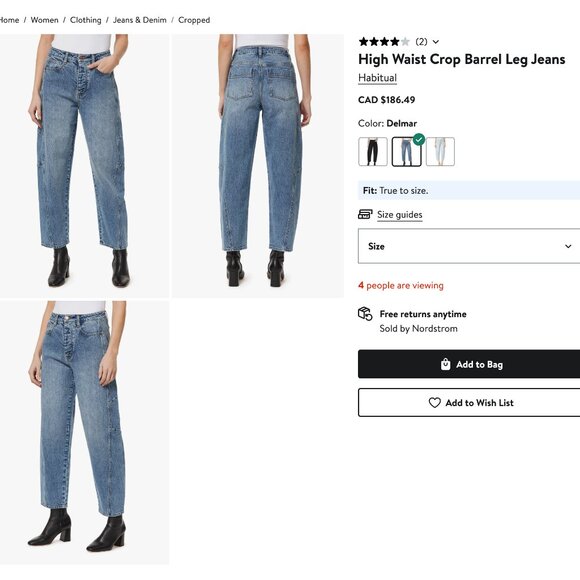 Habitual | Light Blue Brant High Waist High Rise Barrel Crop Jeans - Picture 2 of 16